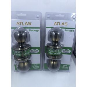 Door Knob ATLAS ANTIQUE BRASS Hall&  Closet  Tulip  NO LOCK. Qty2